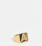 Asos Design Curve 14k Gold Plated A Initial Ring