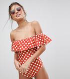Peak & Beau Bardot Polka Dot Swimsuit Dd - G Cup - Multi