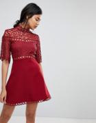 Keepsake Uplifted Lace Mini Dress - Red