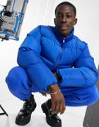 Asos Design Puffer Jacket In Cobalt Blue-blues