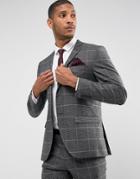Selected Homme Slim Suit Jacket In Check With Stretch Lining - Gray