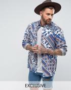 Reclaimed Vintage Inspired Festival Shirt In Reg Fit - Blue