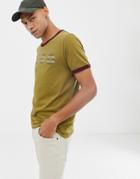 Nudie Jeans Co Kurt Logo Ringer T-shirt In Khaki-green