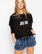 Asos Sweatshirt With High Neck And Jog On Print - Black