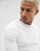 Asos Design Muscle Fit Ribbed Sweater In White