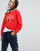 New Look Paris Slogan Sweatshirt - Red