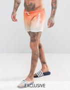 Ellesse Swim Shorts In Orange Dip Dye With Logo - Orange