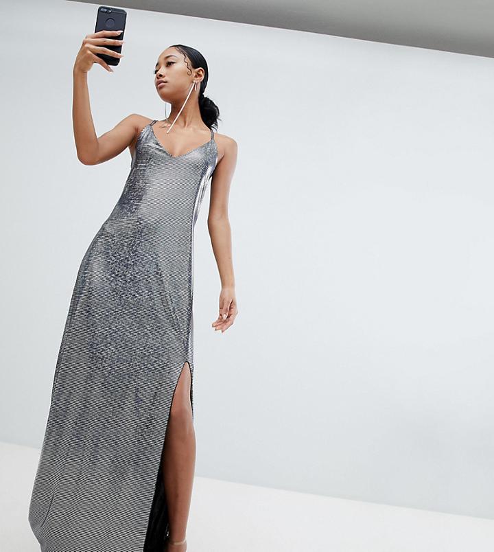 Lasula Allover Metallic Open Back Maxi Dress - Multi