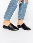 Aldo Rubey Mule Leather Flat Shoes - Black