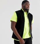 Asos Design Plus Sleeveless Jacket In Black Borg With Neon Trim