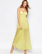 Traffic People Cami Maxi Dress In Ditsy Floral Print - Yellow