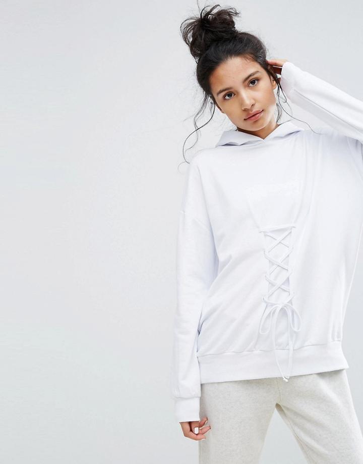 New Look Gym Lace Front Hoodie - White