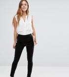 Asos Petite High Waist Pants In Skinny Fit In Shorter Length - Black