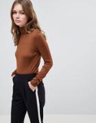 Ichi High Neck Top - Brown