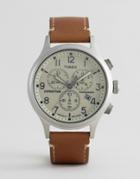Timex Field Scout Chronograph Leather Watch In Tan - Tan
