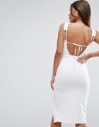 Asos Super Thigh Square Front Midi Dress - White
