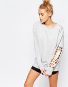 Puma Oversized Crew Neck Sweatshirt With Rose Arm Gold Logo - Gray