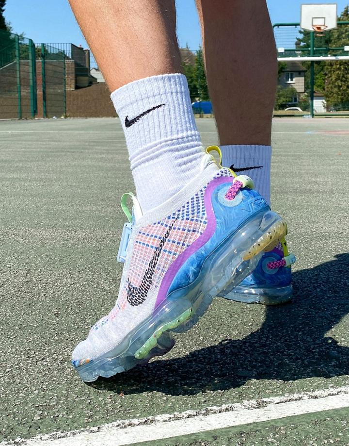 Nike Air Vapormax 2020 Flyknit Sneakers In Pure Platinum/multi-grey