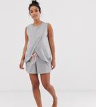 Asos Design Maternity Exclusive Nursing Wrap Pyjama Short Set-gray