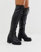 Truffle Collection Over The Knee Chunky Lace Up Boot