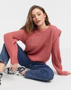 Only Shoulder Detail Sweater In Pink
