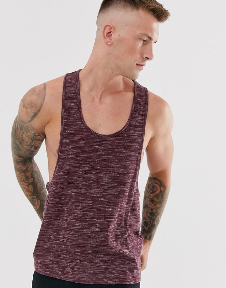 Asos Design Extreme Racer Back Tank In Burgundy Inject Jersey-red