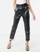 In The Style X Olivia Bowen Pu High Waist Pants With Belt In Black