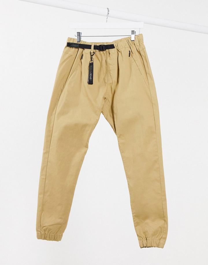 Pull & Bear Cargo Pants In Tan-brown