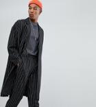 Reclaimed Vintage Inspired Duster Jacket In Pinstripe - Black