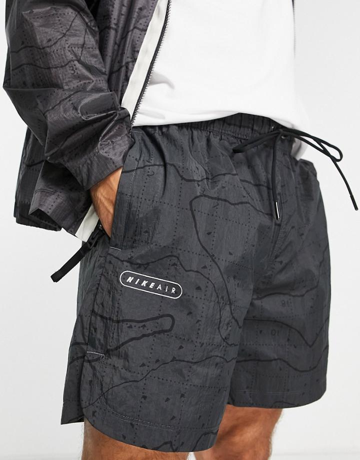 Nike Air Graphic Logo Woven Shorts In Dark Gray