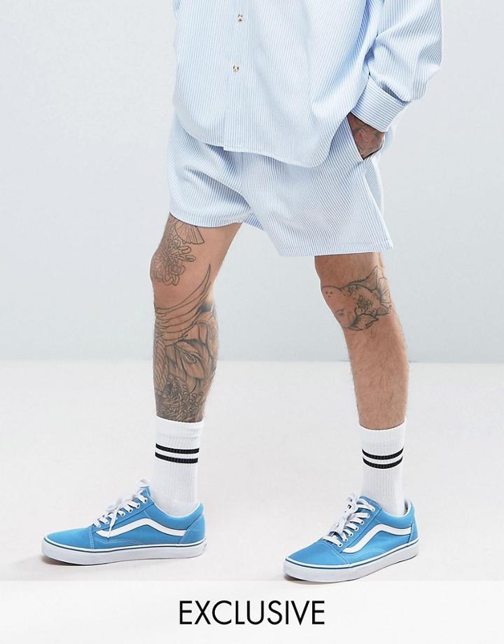 Reclaimed Vintage Inspired Shorts In Stripe - Blue