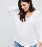 Asos Design Curve Forever T-shirt With Long Sleeve - White