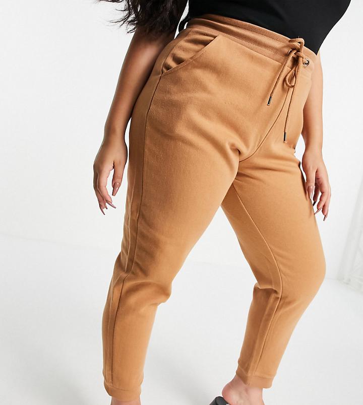 Brave Soul Plus Jude Sweatpants In Camel-brown
