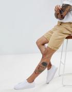 Asos Design Denim Shorts In Slim Stone - Stone