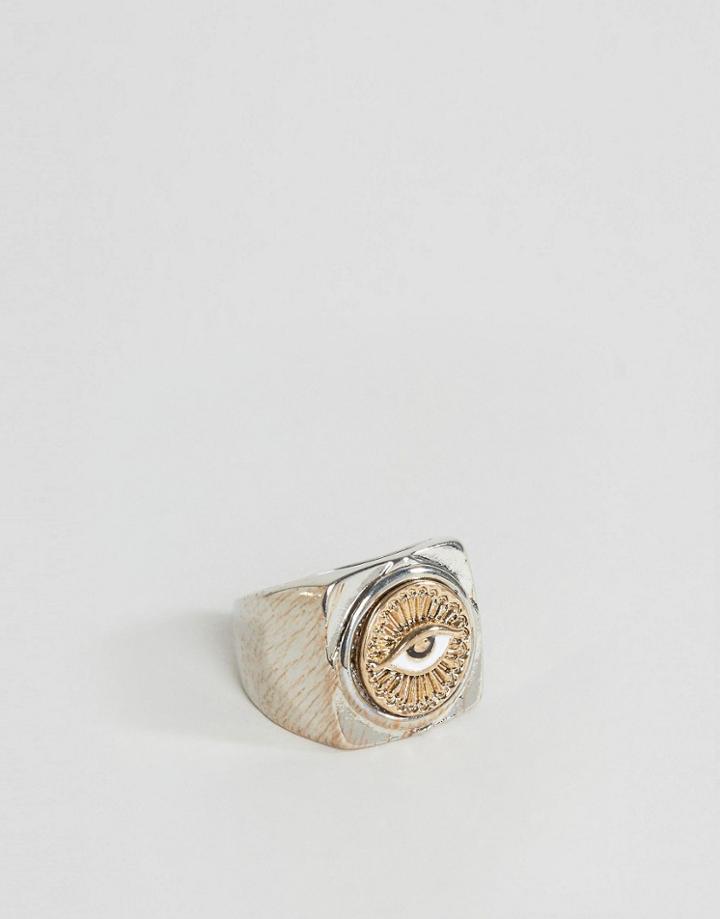 Asos Signet Ring With Gold Eye - Multi