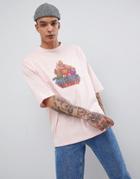 Asos Design Masters Of The Universe Oversized T-shirt - Pink