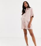 Asos Design Maternity Soft Slouchy Button Front Romper-pink