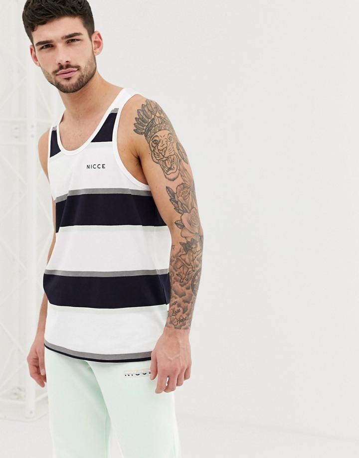 Nicce Tank In White Stripe - White