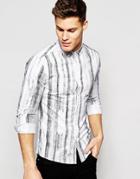 Asos Skinny Oxford Shirt With Shaded Print In Long Sleeve