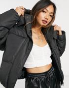 Brave Soul Bunny Hooded Puffer Jacket-black