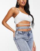 Asos Design Hourglass Super Crop Cami With Strap Detail In White