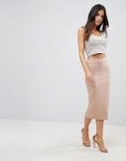 Asos Design High Waist Longerline Pencil Skirt - Pink
