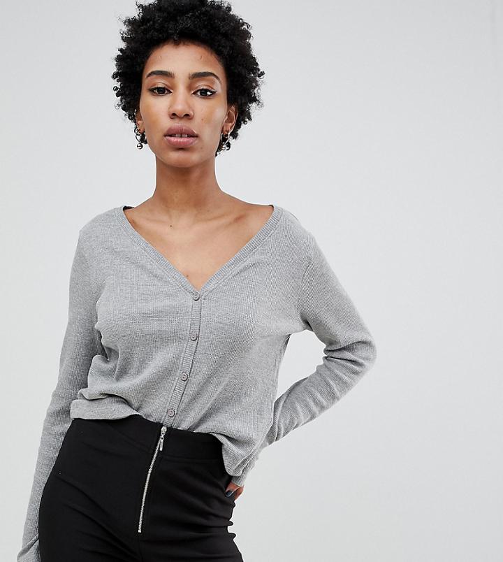 Noisy May Tall Textured Cropped Cardigan - Gray