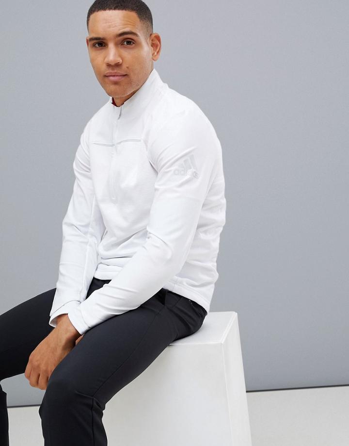 Adidas Golf Go-to Half Zip Sweat In White - White