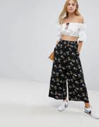 Nobody's Child Wide Leg Pants In Floral - Black