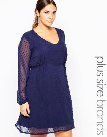 Carmakoma Spotty Textured Skater Dress - Navy
