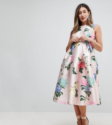 Chi Chi London Maternity Printed Satin Midi Dress - Multi
