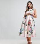 Chi Chi London Maternity Printed Satin Midi Dress - Multi