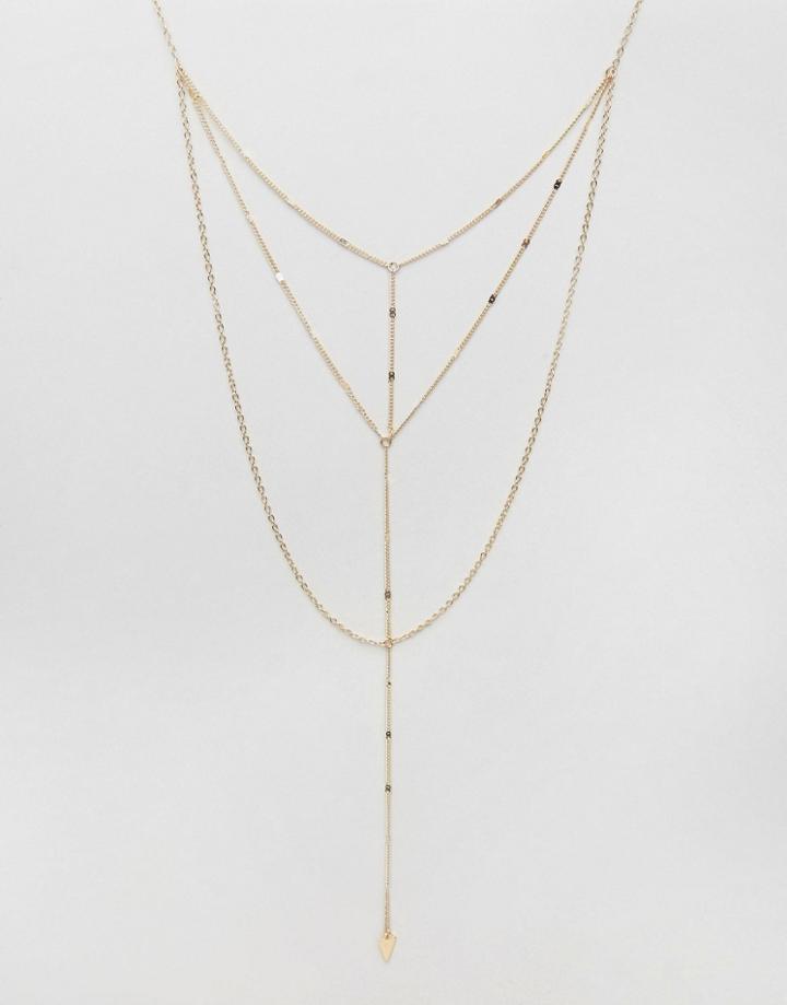 Asos Multirow Triangle Chain Necklace - Gold