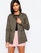 Vero Moda Short Jacket With Drawstring Waist - Green